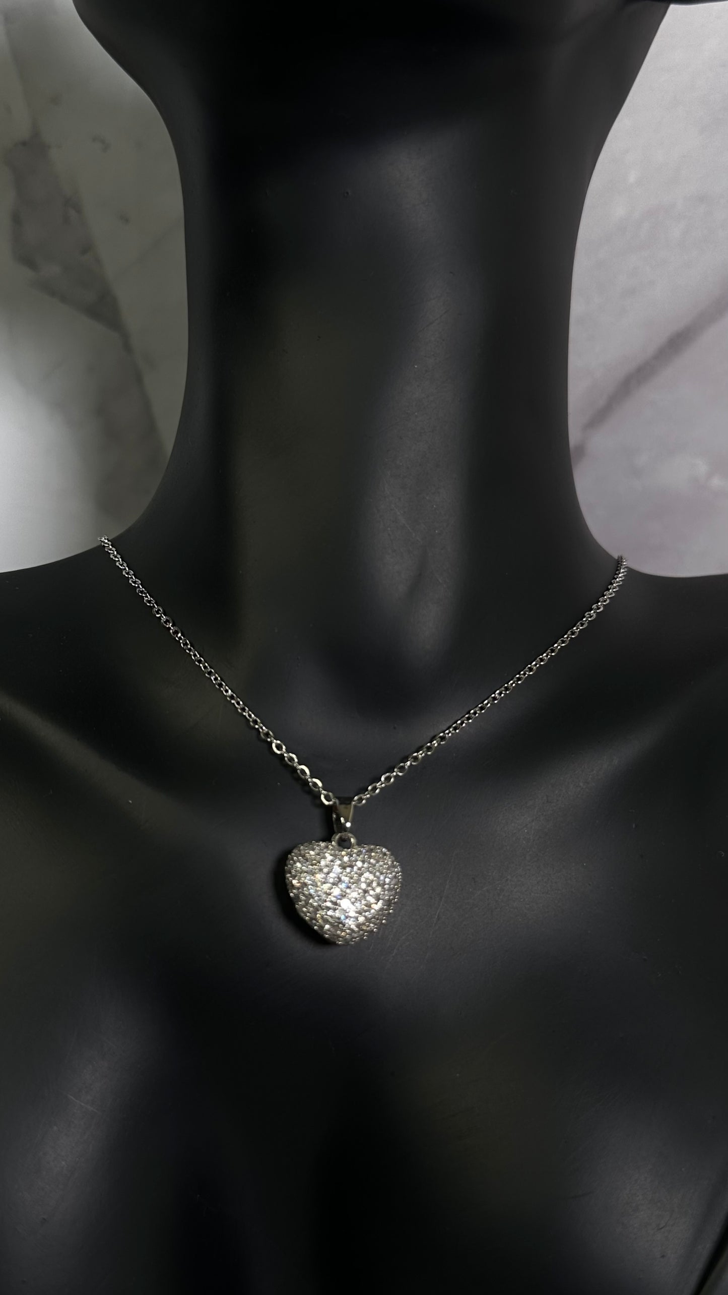 Studded CZ heart necklace - Ewaronkes Jewels