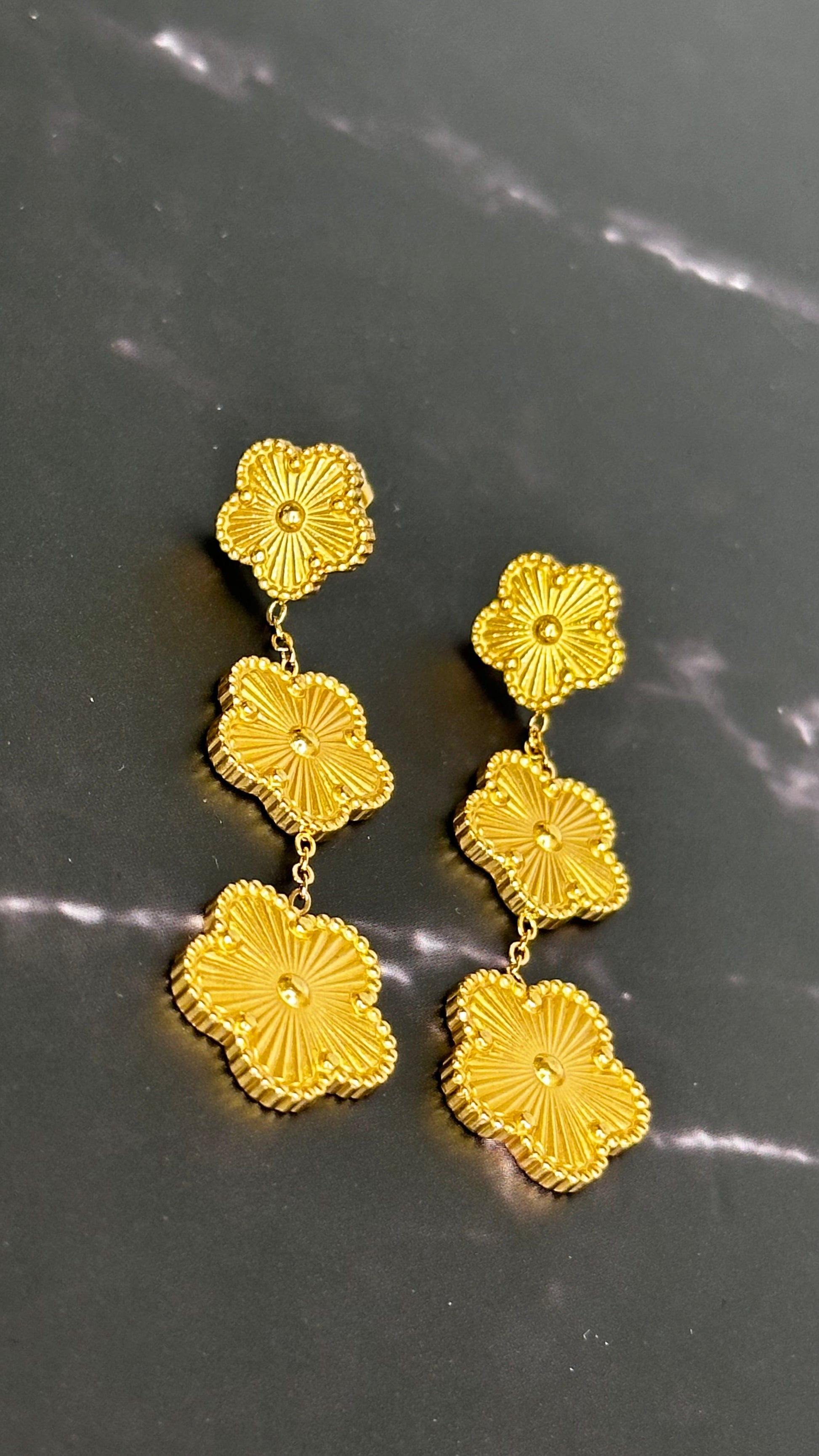 Triple tier clover earring - Ewaronkes Jewels