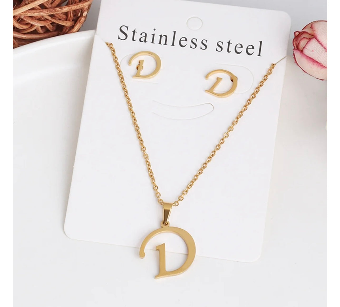 Stainless steel initial jewelry set - Ewaronkes Jewels