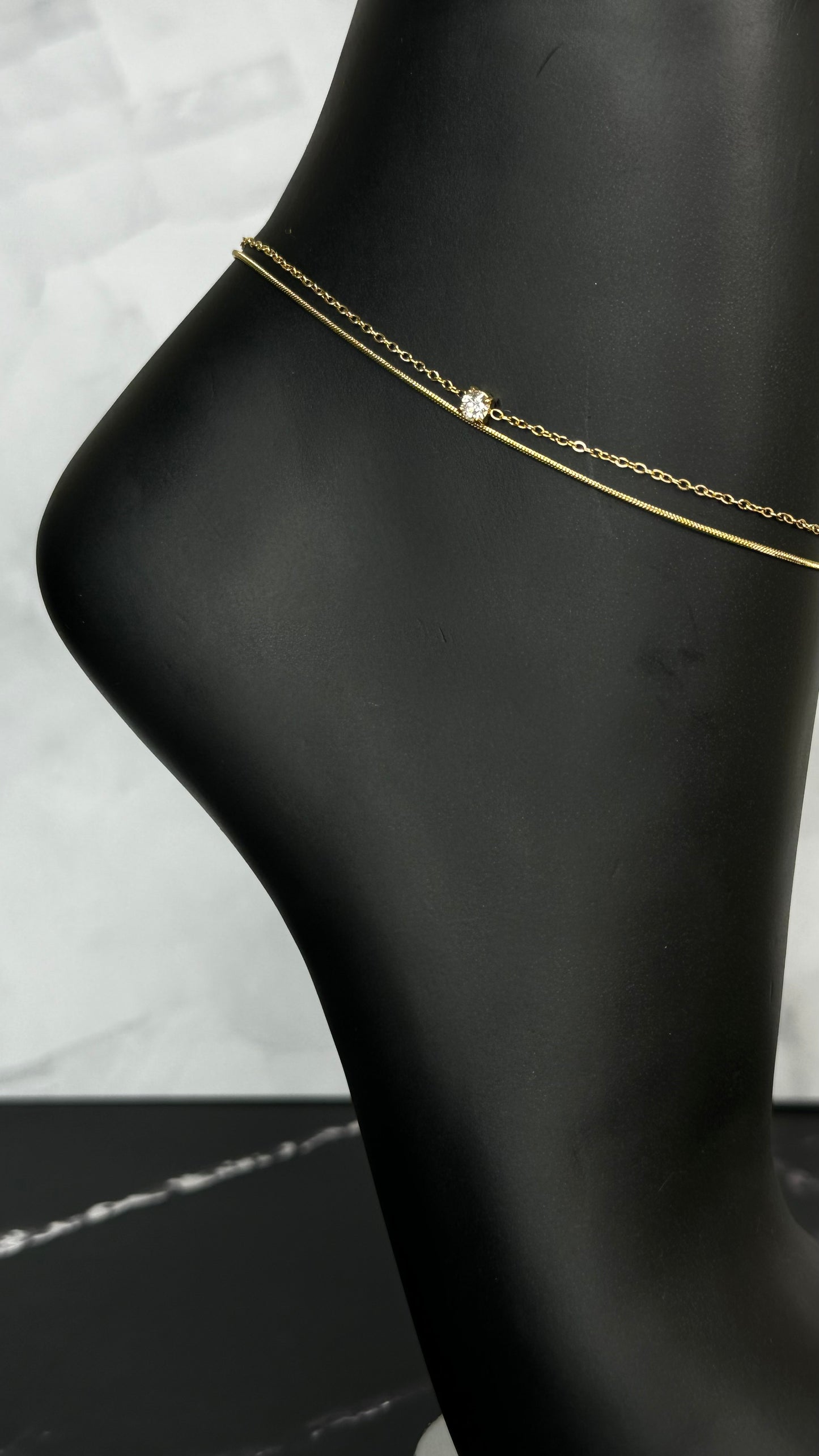 Double layered studded anklet - Ewaronkes Jewels