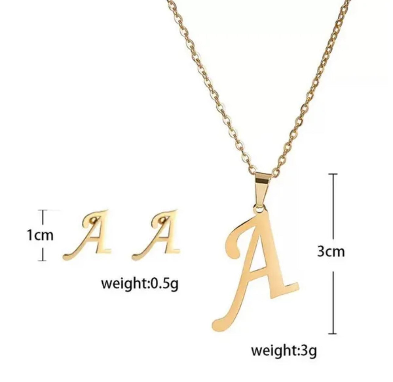 Stainless steel initial jewelry set - Ewaronkes Jewels