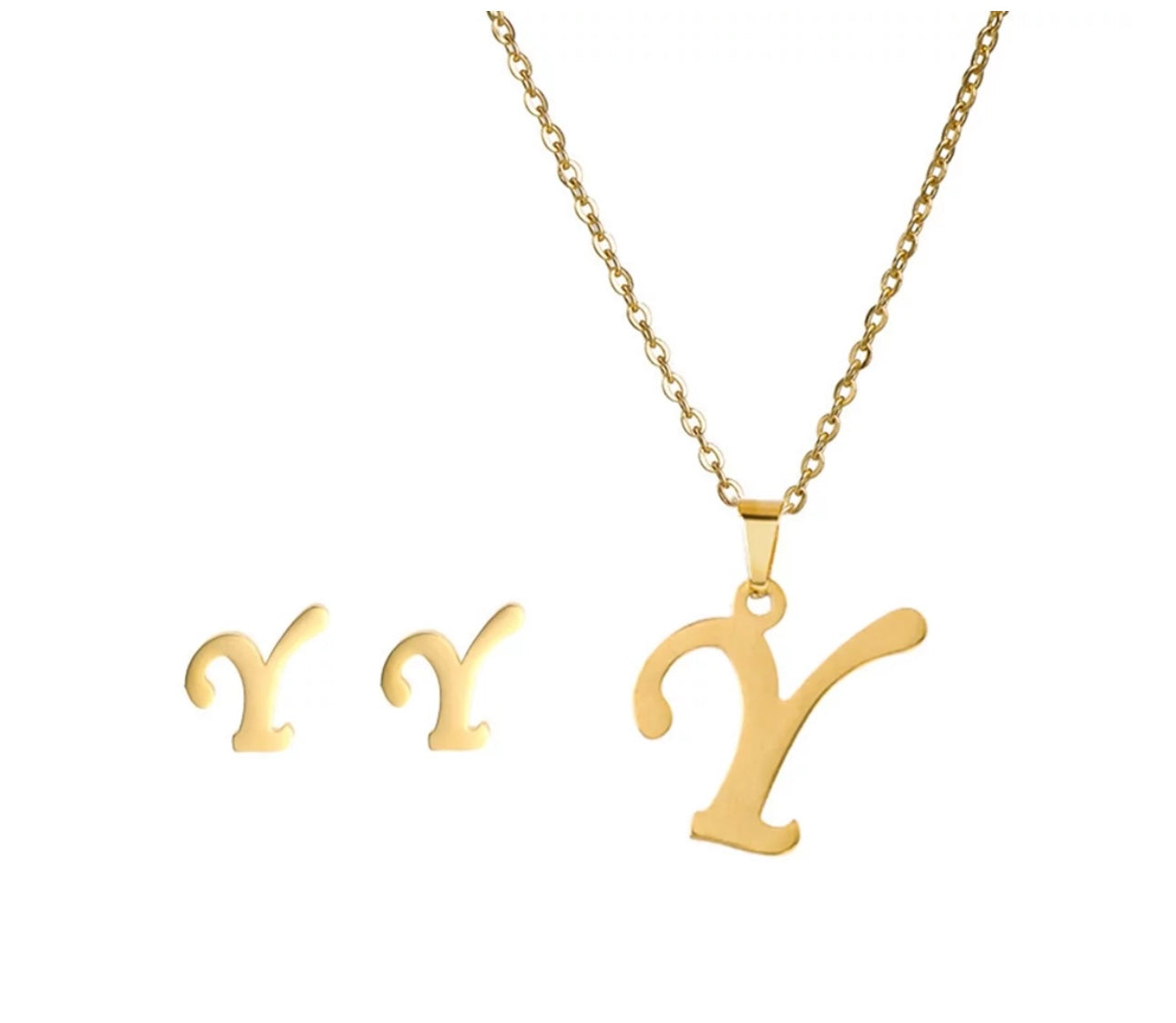 Stainless steel initial jewelry set - Ewaronkes Jewels