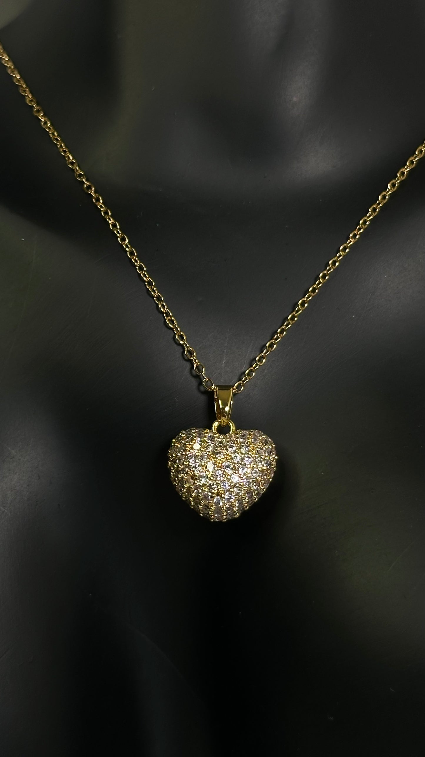 Studded CZ heart necklace - Ewaronkes Jewels