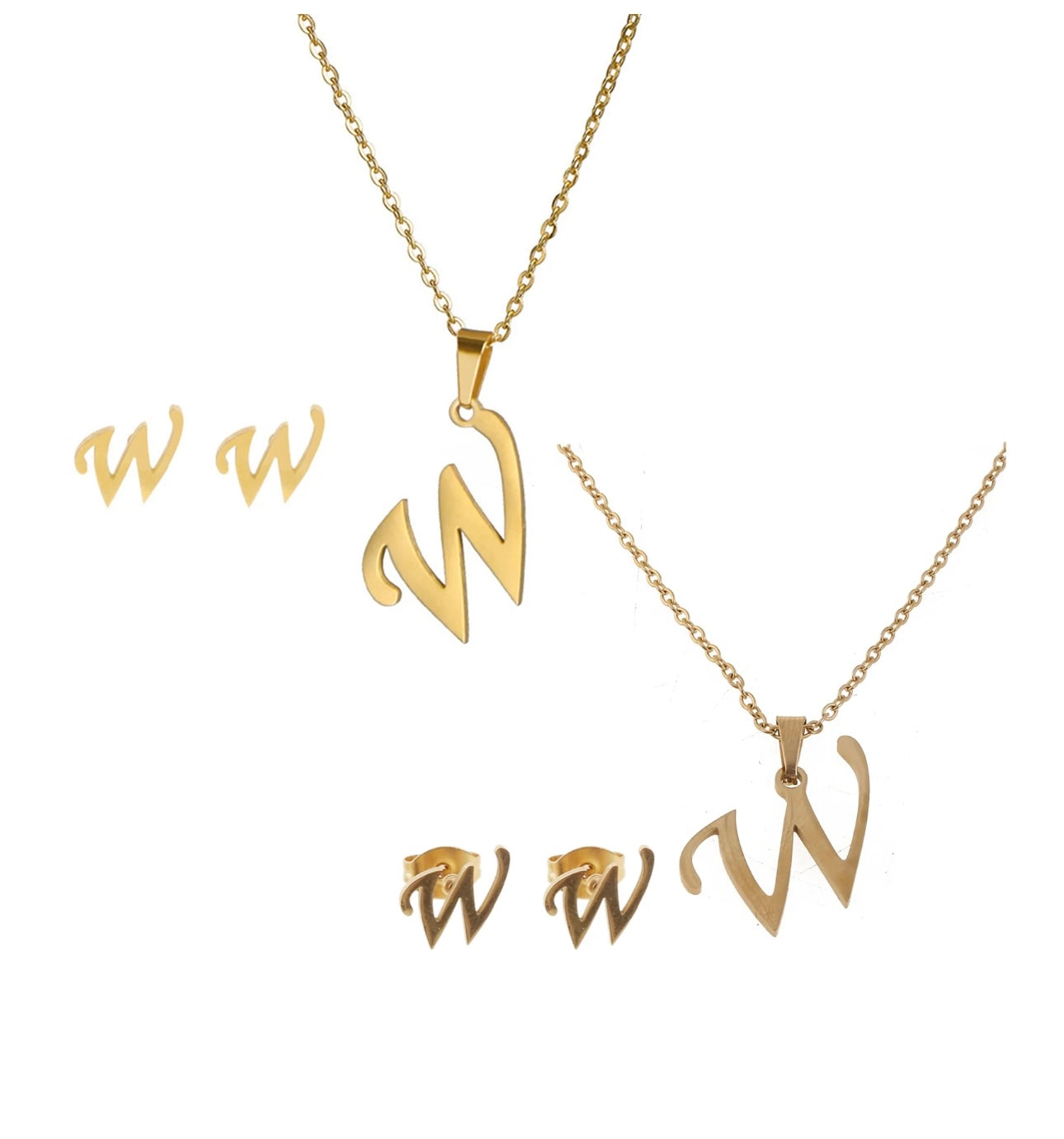 Stainless steel initial jewelry set - Ewaronkes Jewels