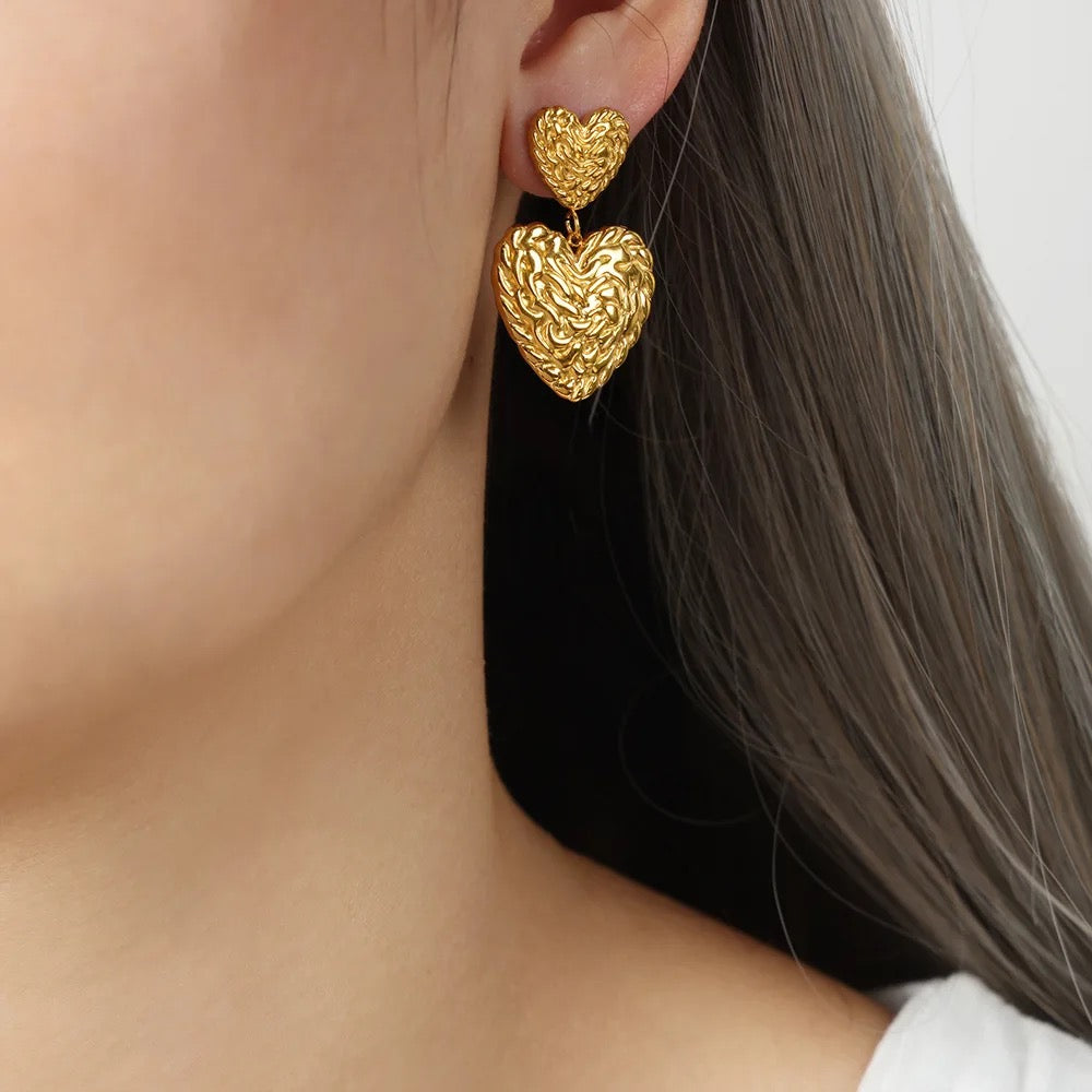 Heart drop earrings