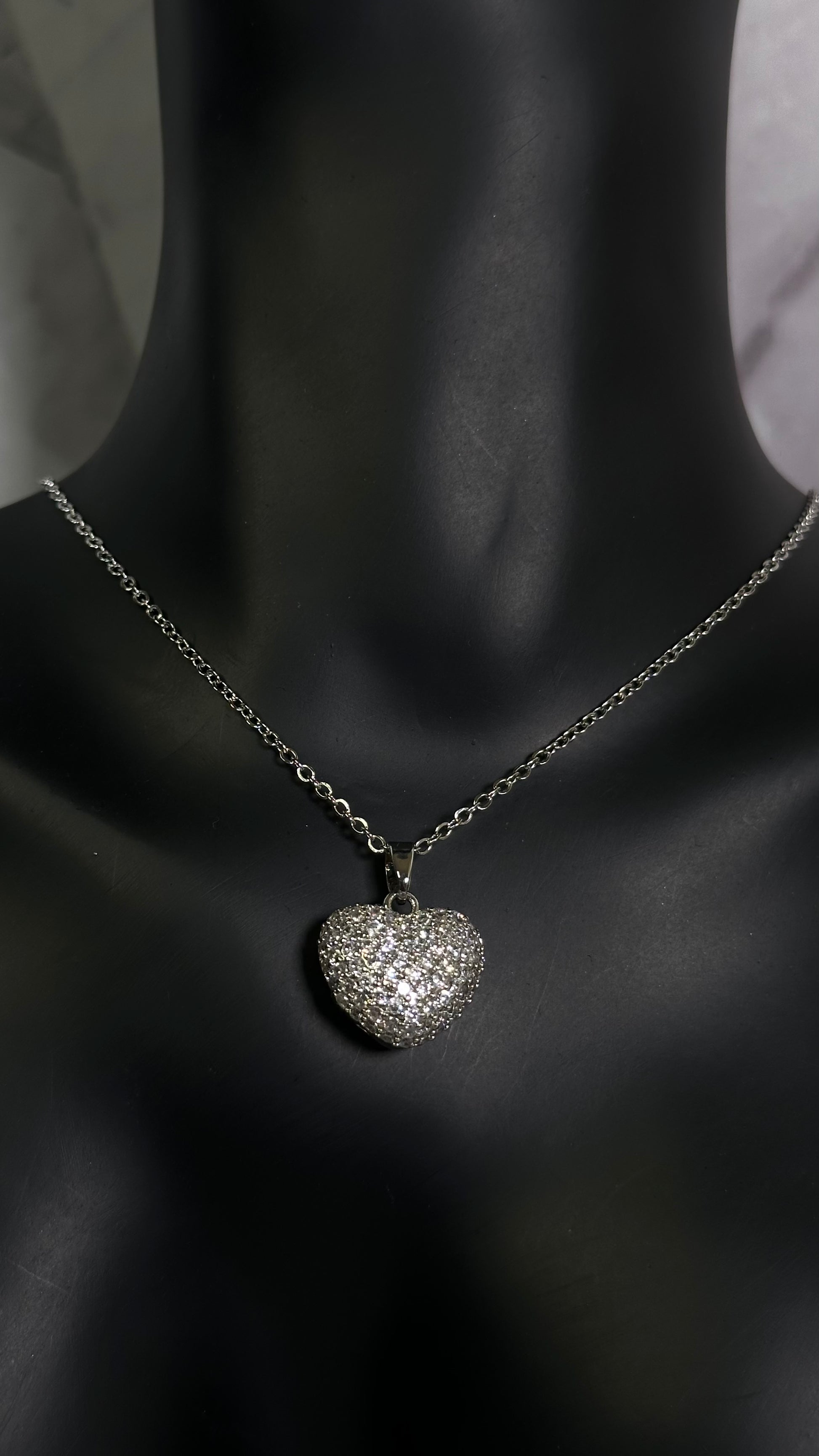 Studded CZ heart necklace - Ewaronkes Jewels