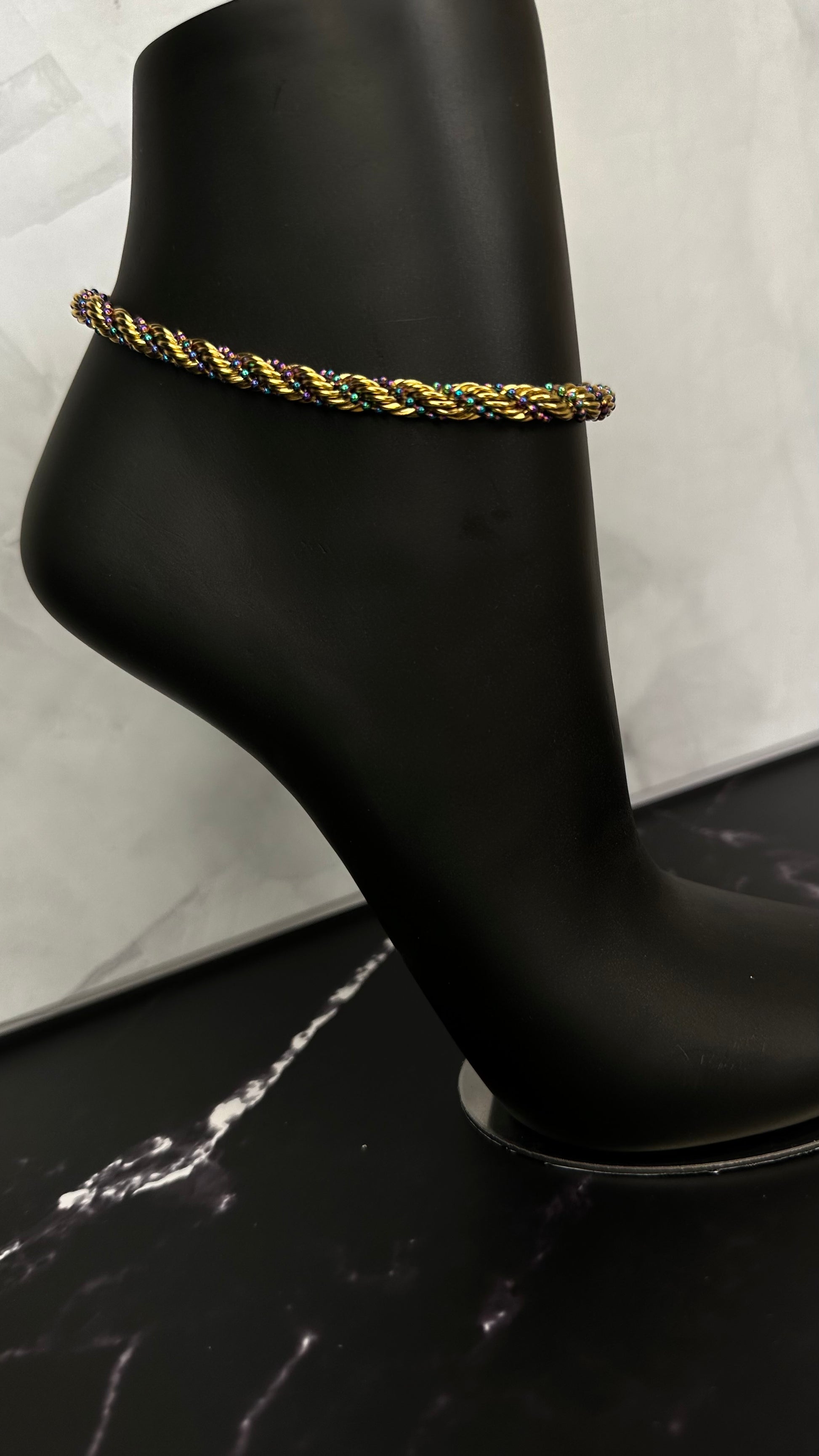 Rope chain multichrome Anklet - Ewaronkes Jewels