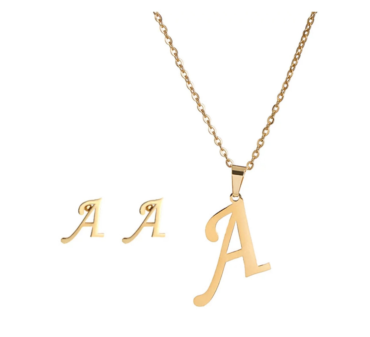 Stainless steel initial jewelry set - Ewaronkes Jewels