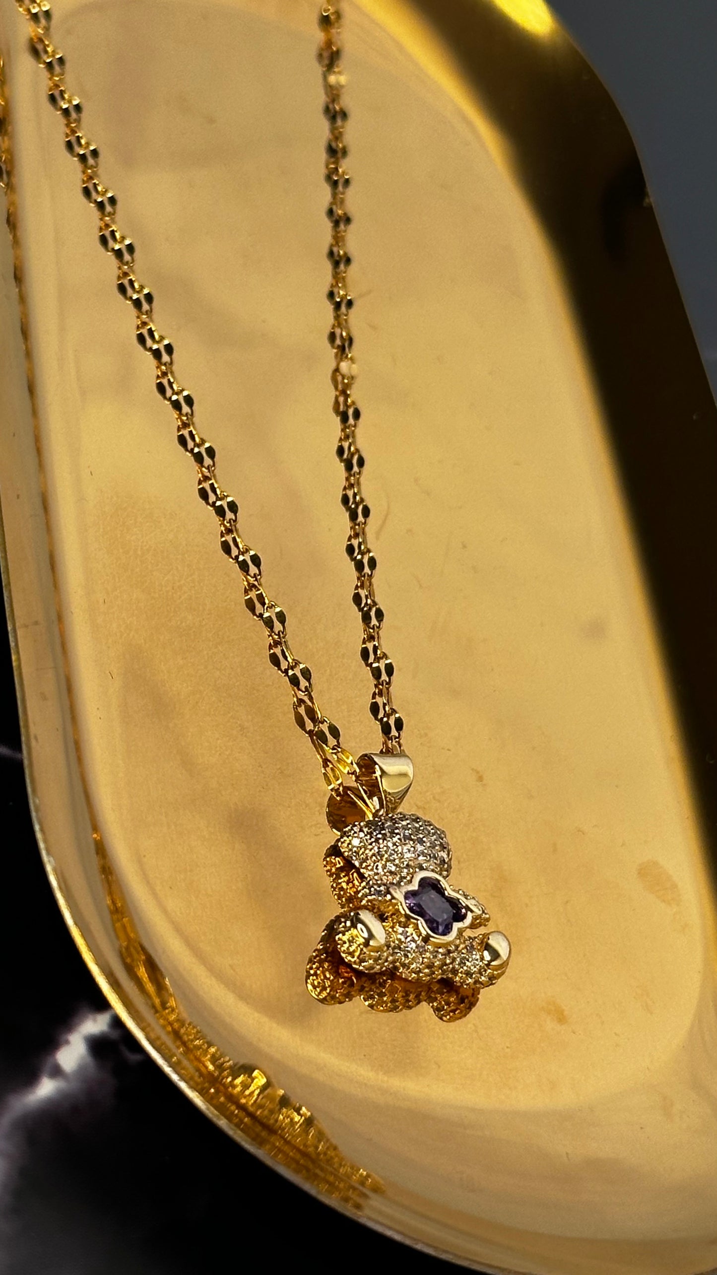 Purple Heart Teddy Bear Necklace - Ewaronkes Jewels