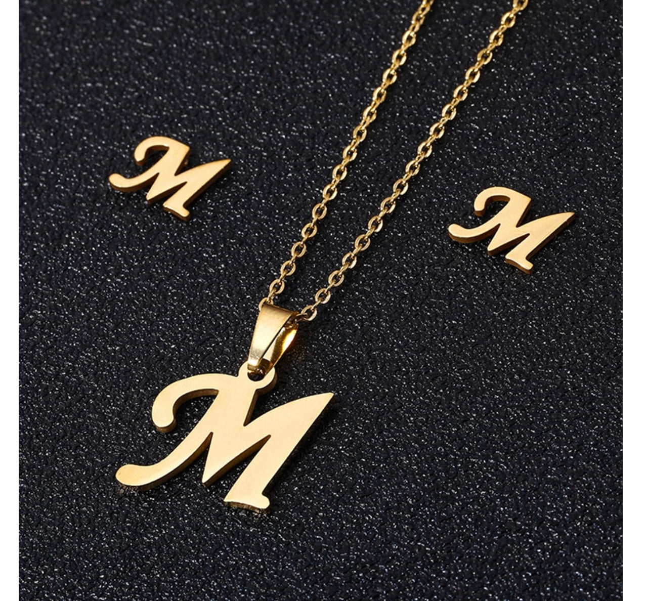 Stainless steel initial jewelry set - Ewaronkes Jewels