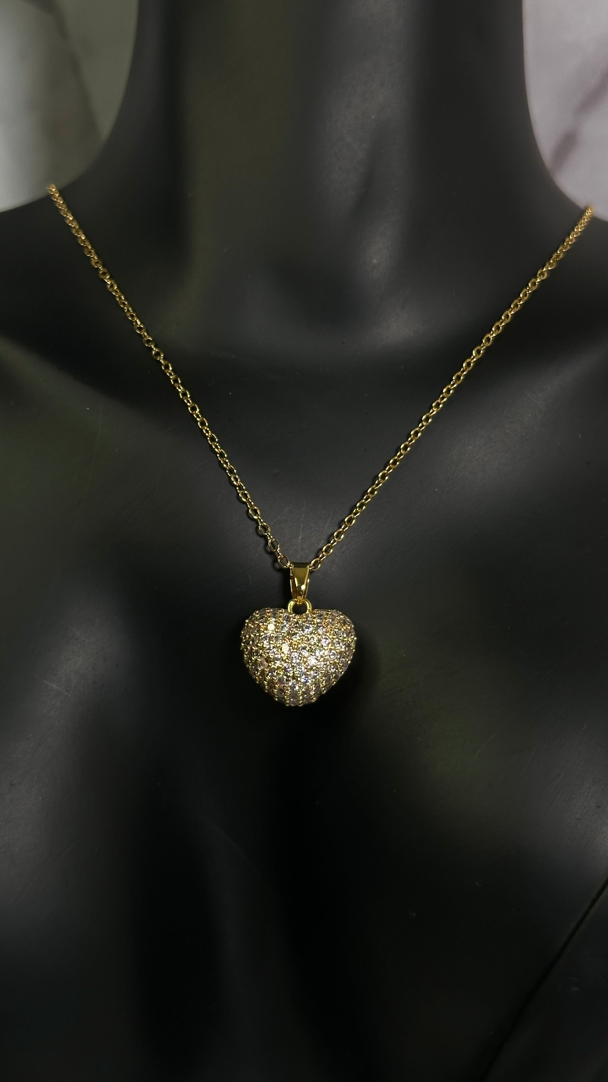 Studded CZ heart necklace - Ewaronkes Jewels