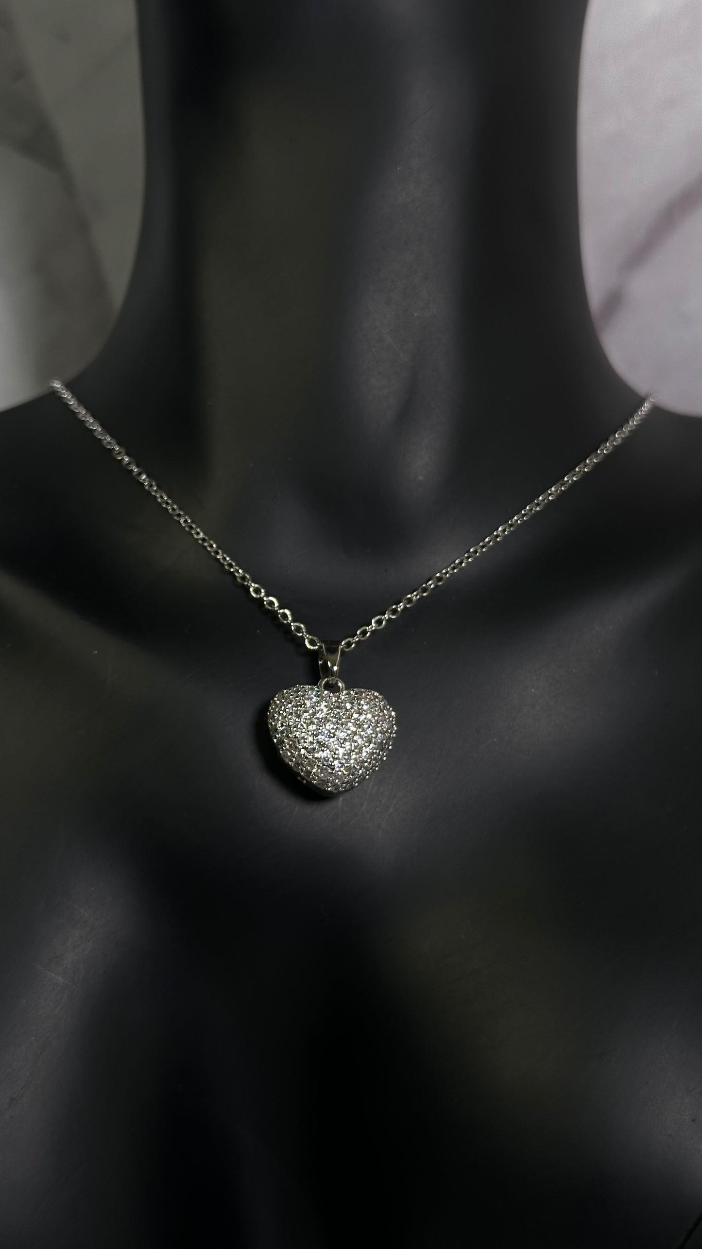 Studded CZ heart necklace - Ewaronkes Jewels