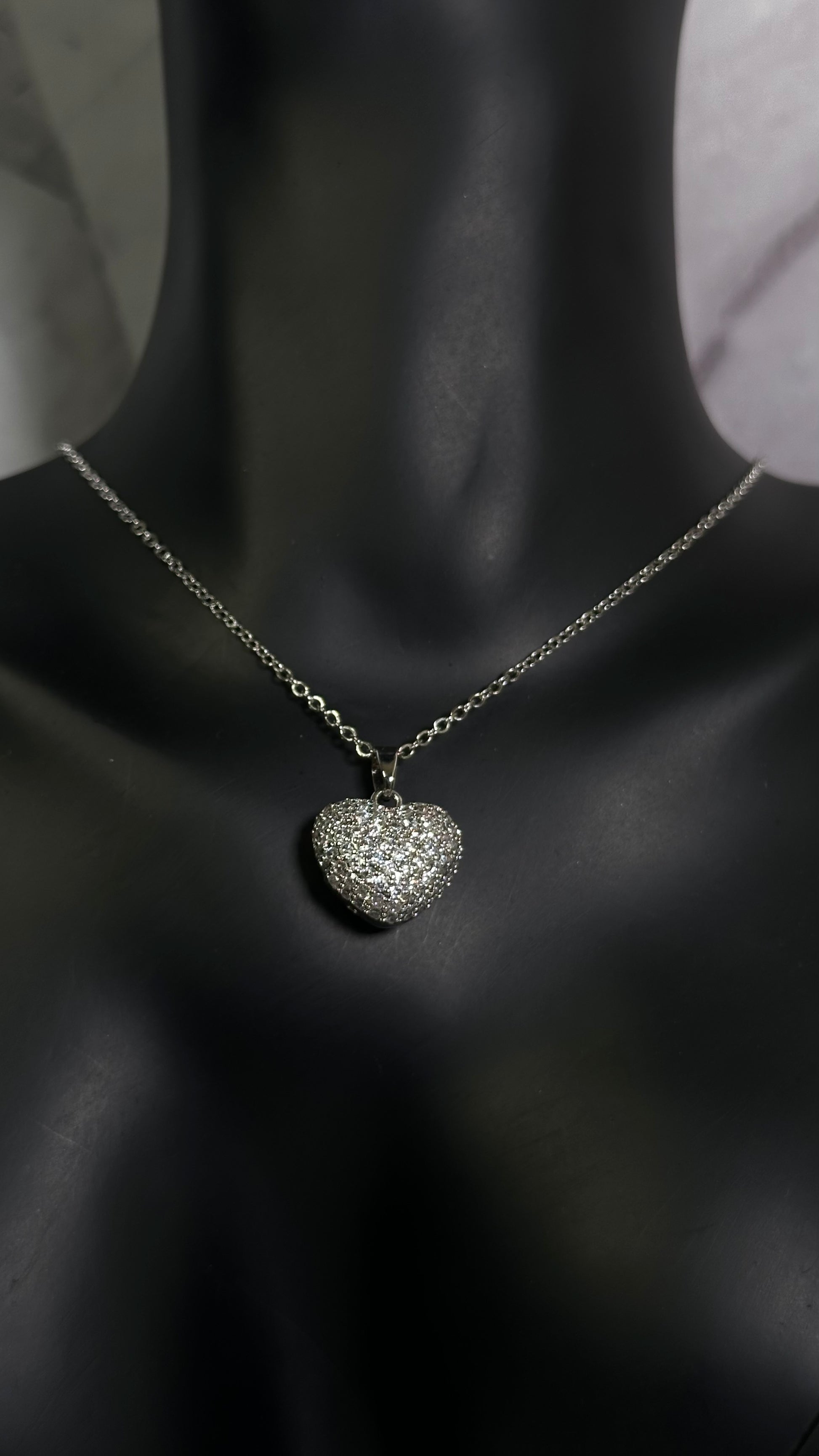 Studded CZ heart necklace - Ewaronkes Jewels