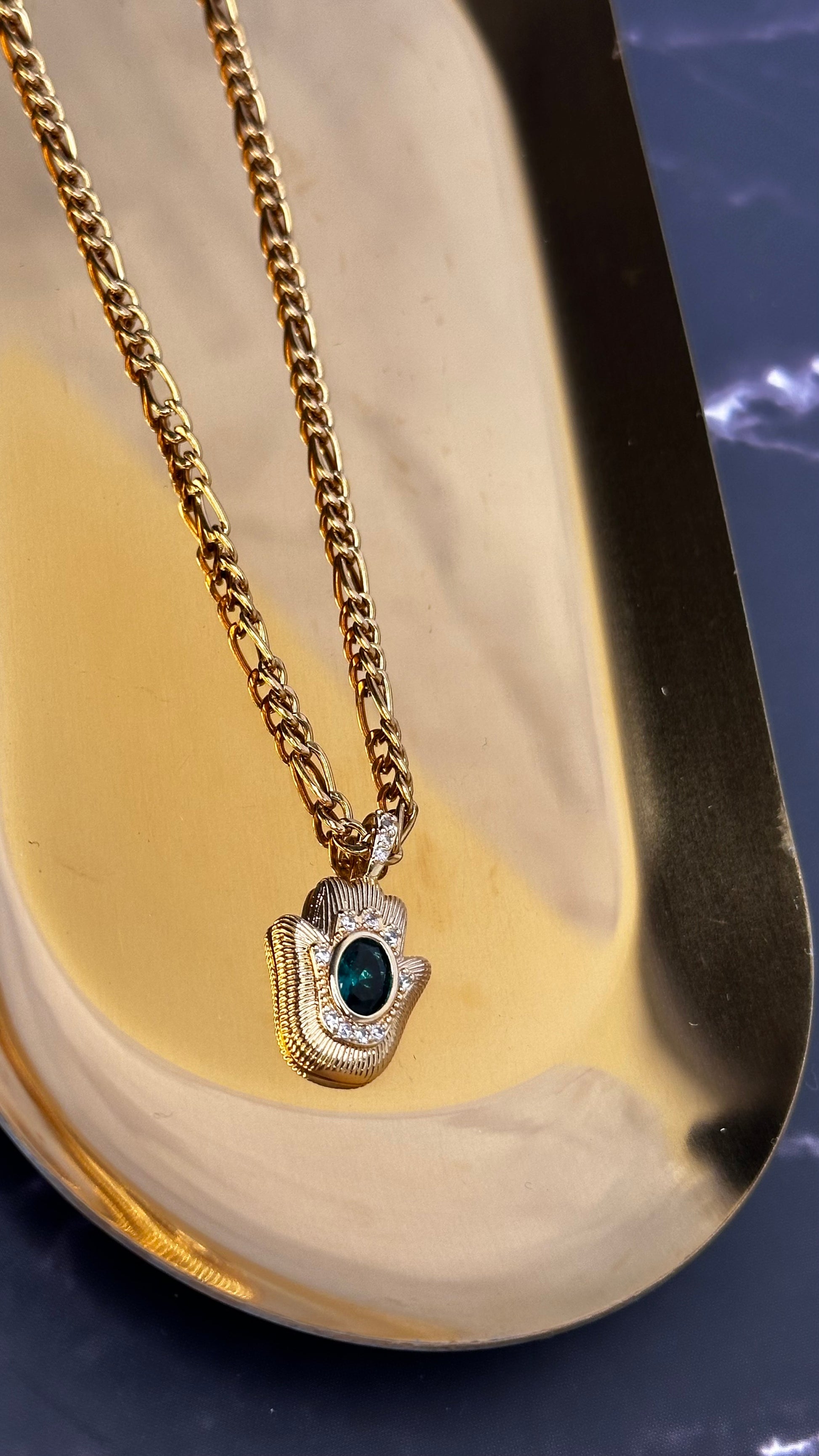 Hamsa Hand crystal Necklace - Ewaronkes Jewels