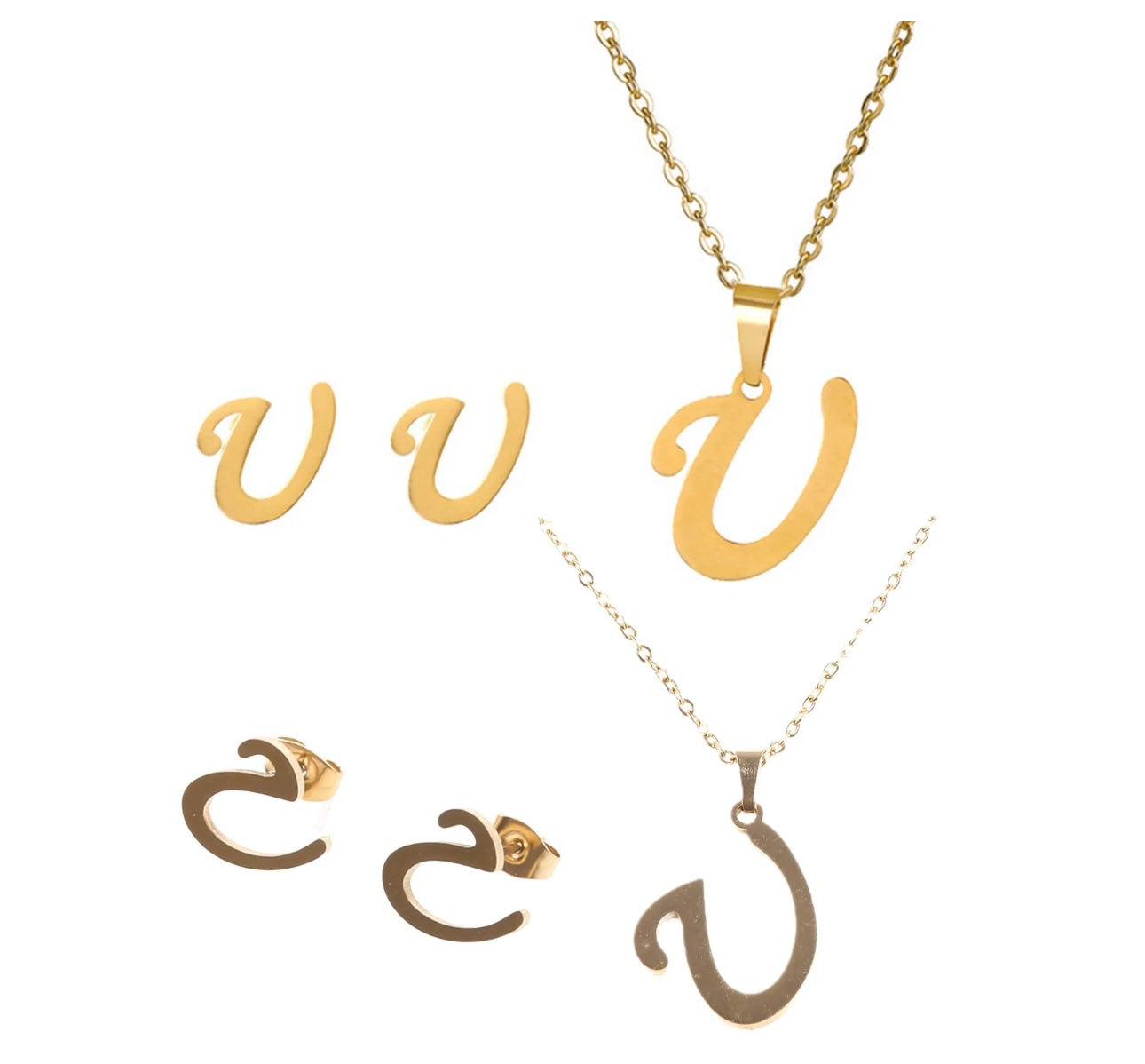 Stainless steel initial jewelry set - Ewaronkes Jewels