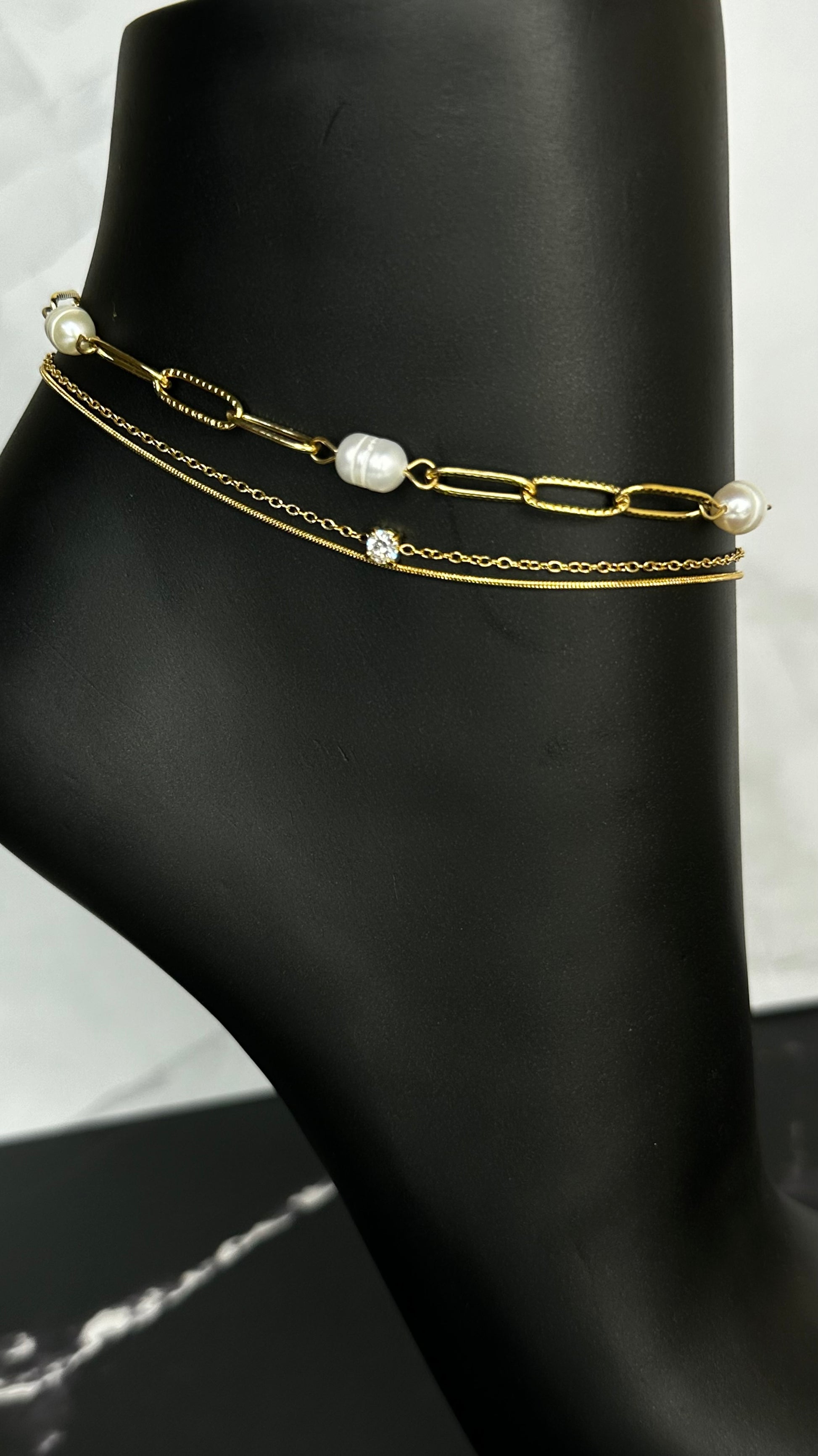 Double layered studded anklet - Ewaronkes Jewels