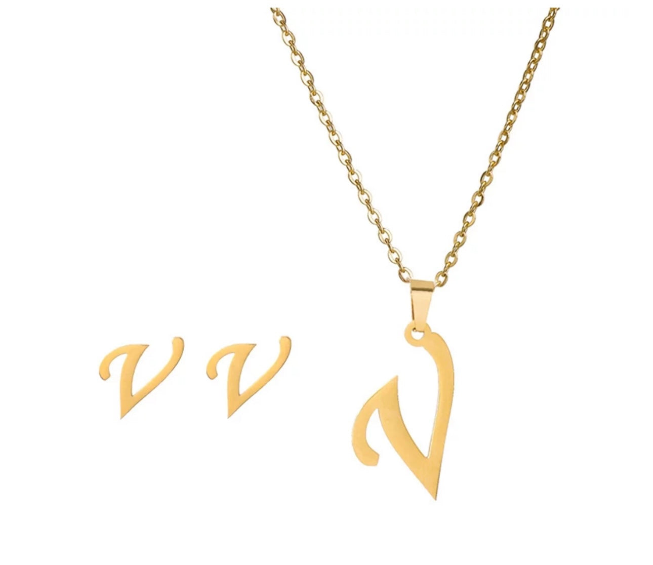 Stainless steel initial jewelry set - Ewaronkes Jewels