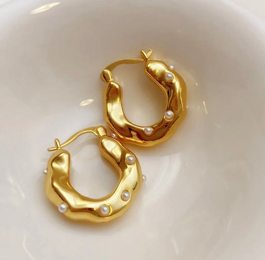 Pearl Hoop Earring - Ewaronkes Jewels