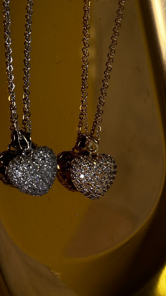 Studded CZ heart necklace - Ewaronkes Jewels